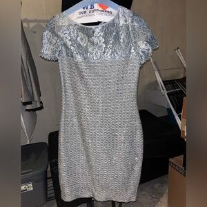 St. John Silver Short Sleeve Dress